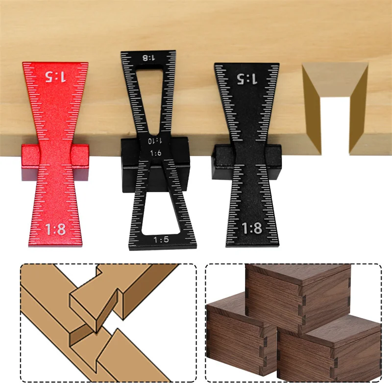 

1pc Dovetail Marker Guide Dovetail Making Template Marking Ruler Aluminum Alloy 1:5 1:8 Slopes For Woodworking DIY Wooden Joints