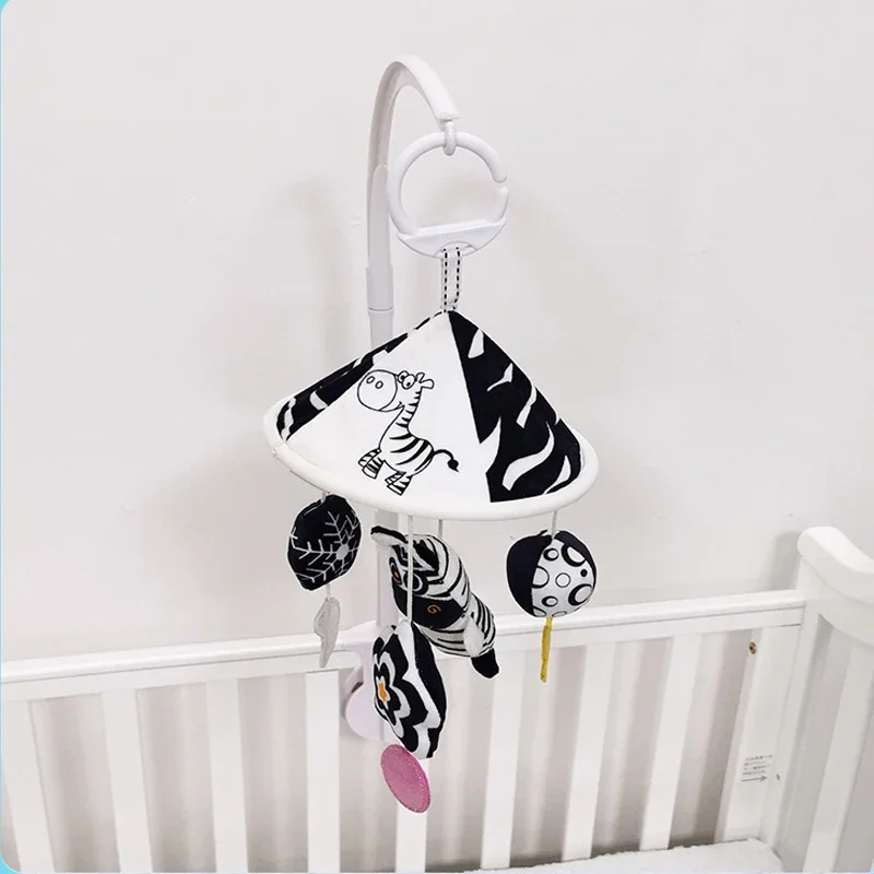 ألعاب أطفال عالية التباين باللونين الأبيض والأسود ألعاب مقعد السيارة لحديثي الولادة لعبة عربة الأطفال المعلقة لمدة 0 12 شهرًا ألعاب خشخيشة للأطفال الرضع #1