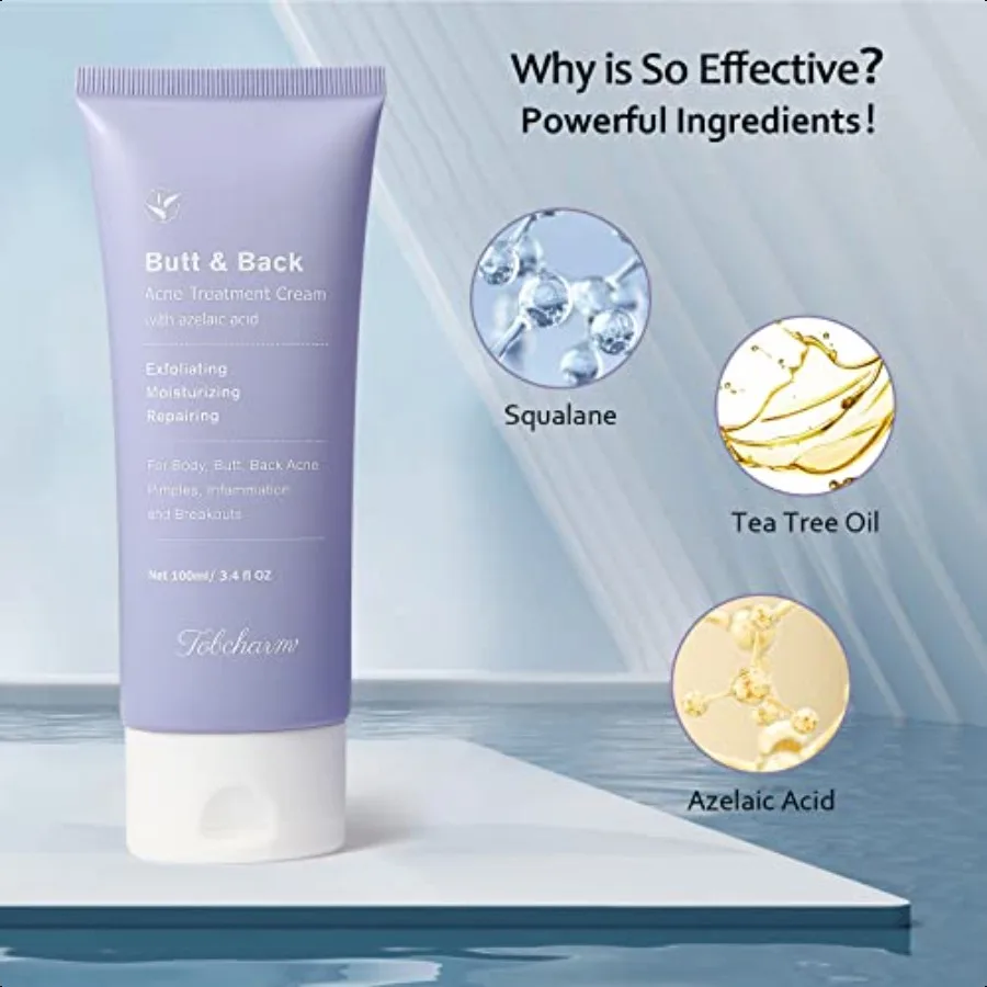 お尻のニキビ除去トリートメント、最大効果のボディクリーム（背中、お尻、太もも、胸のニキビ除去、男性女性用スキンケアローション）