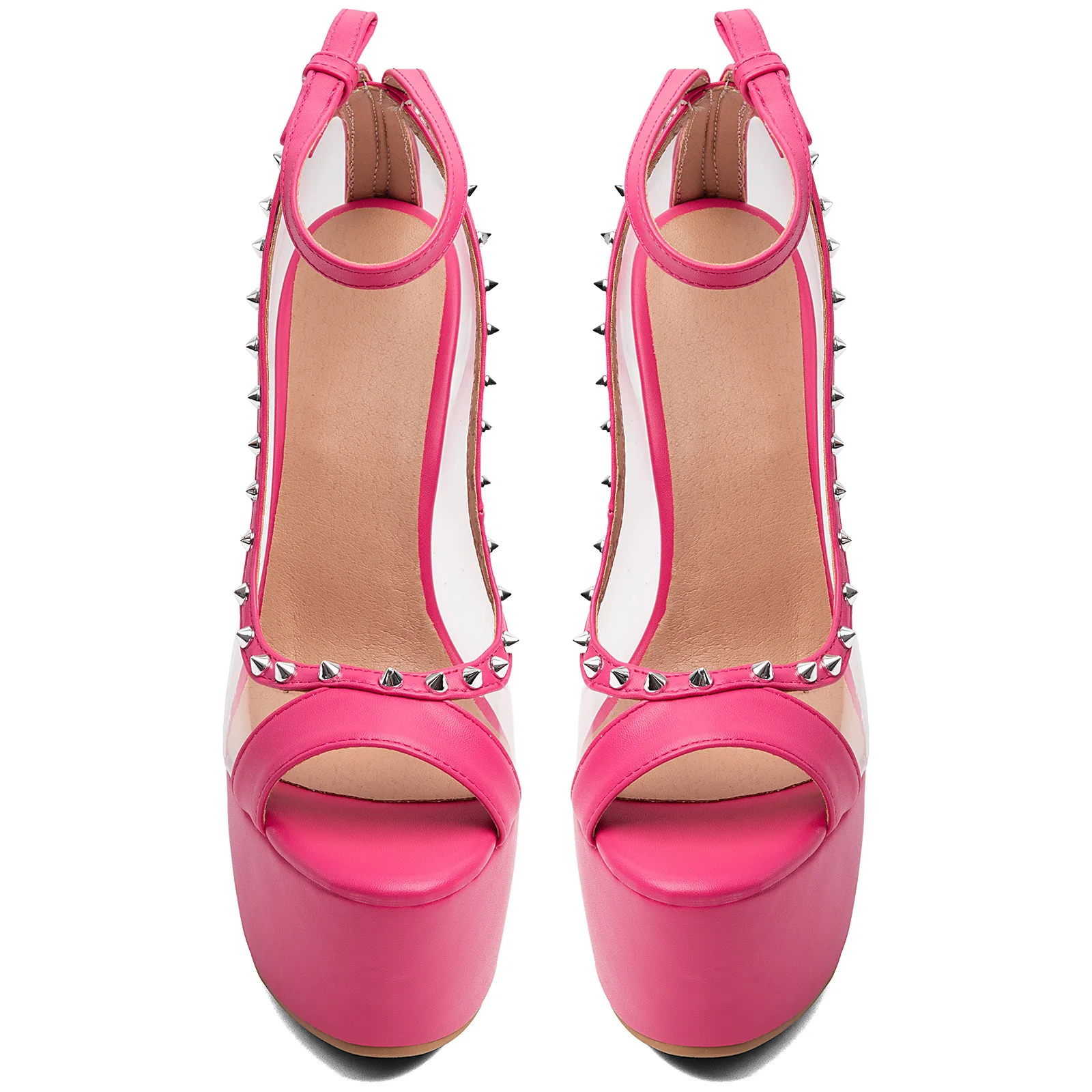 2026 Rose Red Splicing Clear P - Clear Strap Heel review and price