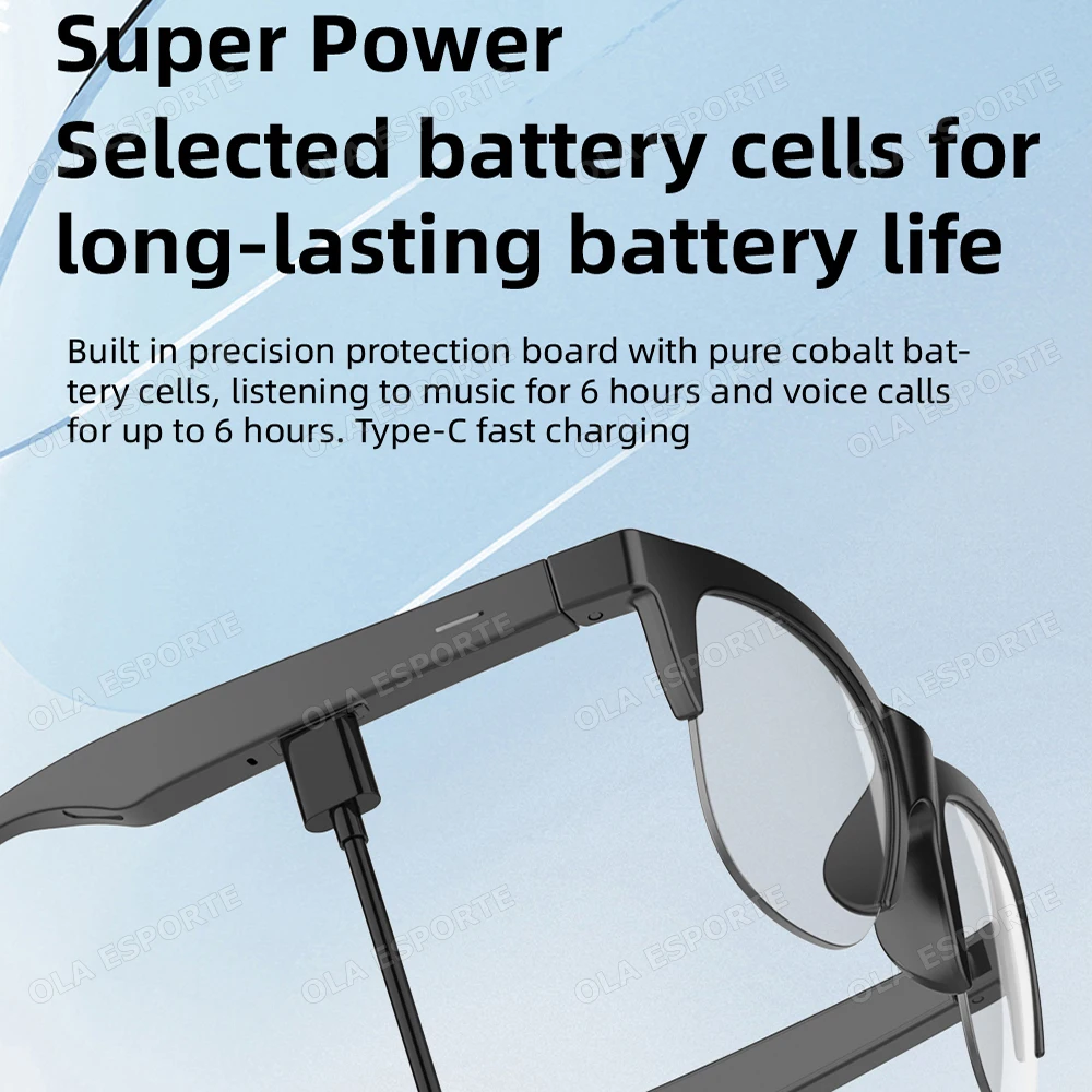 2026 Photosensitive Color Change Smart Glasses Man Bluetooth Voice Calls Control Music UV Polarized Sunglasses Headphone Glasses image 6