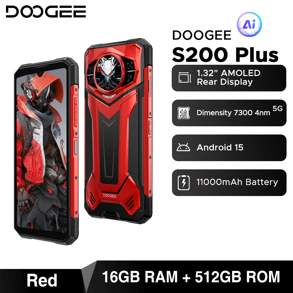 DOOGEE S200 Plus 5G AIタフネススマホ Android 15 Dimensity 7300