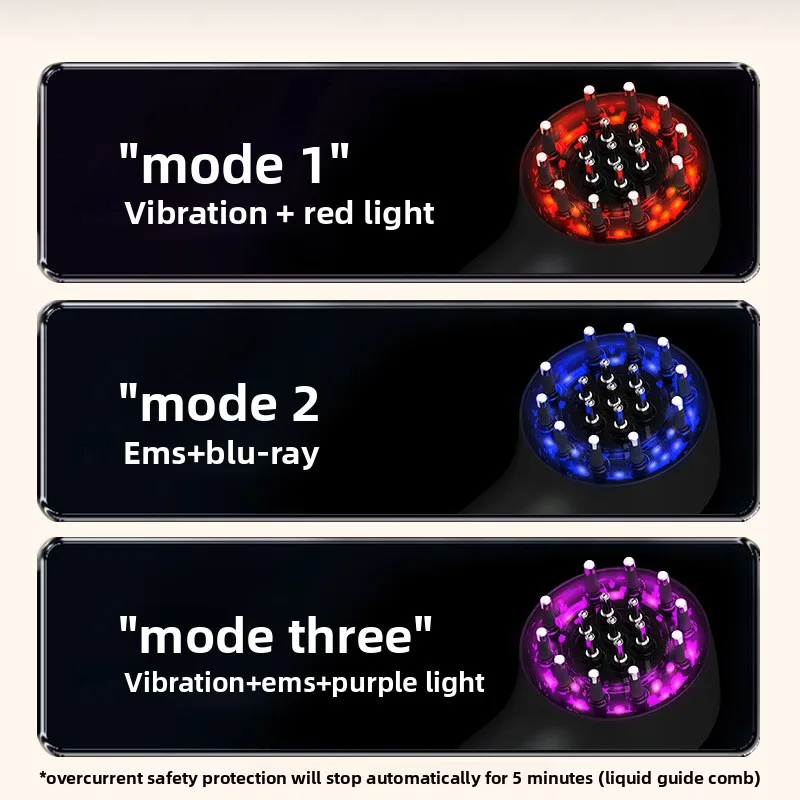 Scalp Liquid Guide Massage Comb Electric Red and Blue Light Head Care Hair Care Solution Scalp Medicine Device Ball Health Comb