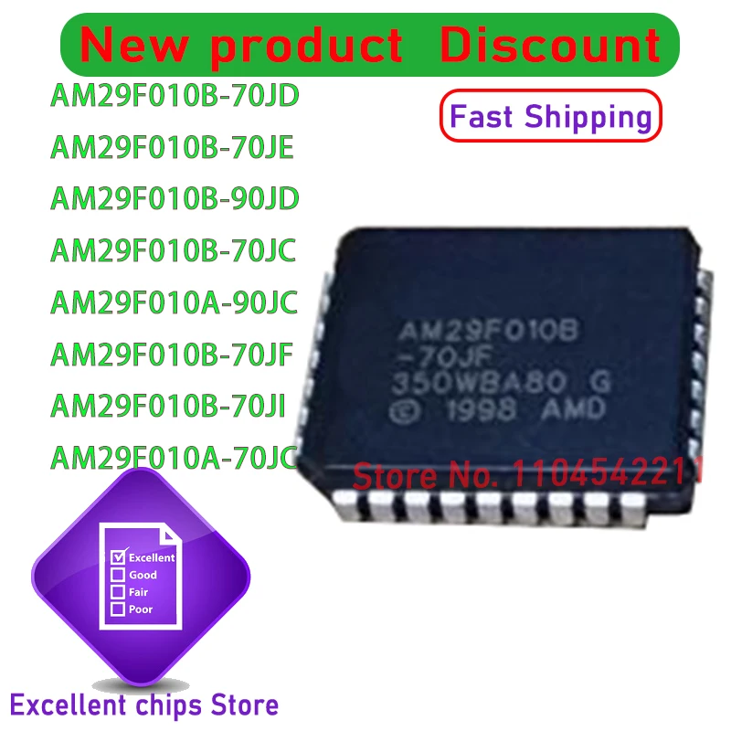 AM29F010B-70JE AM29F010B-70JF AM29F010B-70JI AM29F010B-70JC AM29F010B-90JD AM29F010B AM29F010 29F010 PLCC32  10PCS/LOT