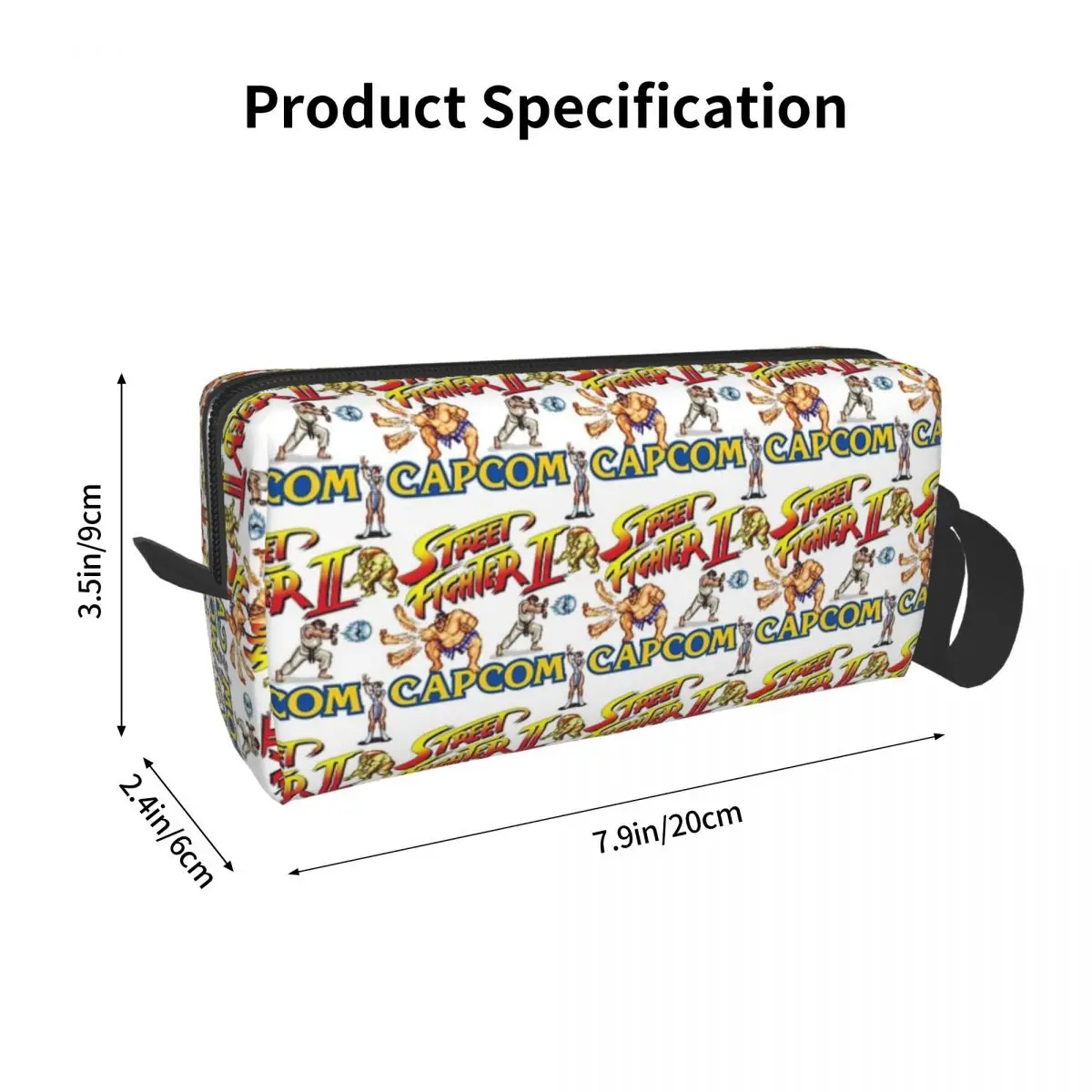 Street Fighter 2 Turbo Pattern Makeup Bag Cosmetic Organizer Dopp Kit Toiletry Cosmetic Bag for Women Beauty Travel Pencil Case