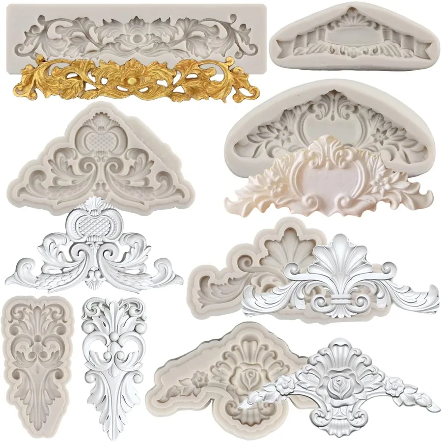 

Кудряки в стиле барокко, кружевные силиконовые формы для помадки, рельефные формы для цветов, филигранная форма для 3D скульптурного украшения торта Cu