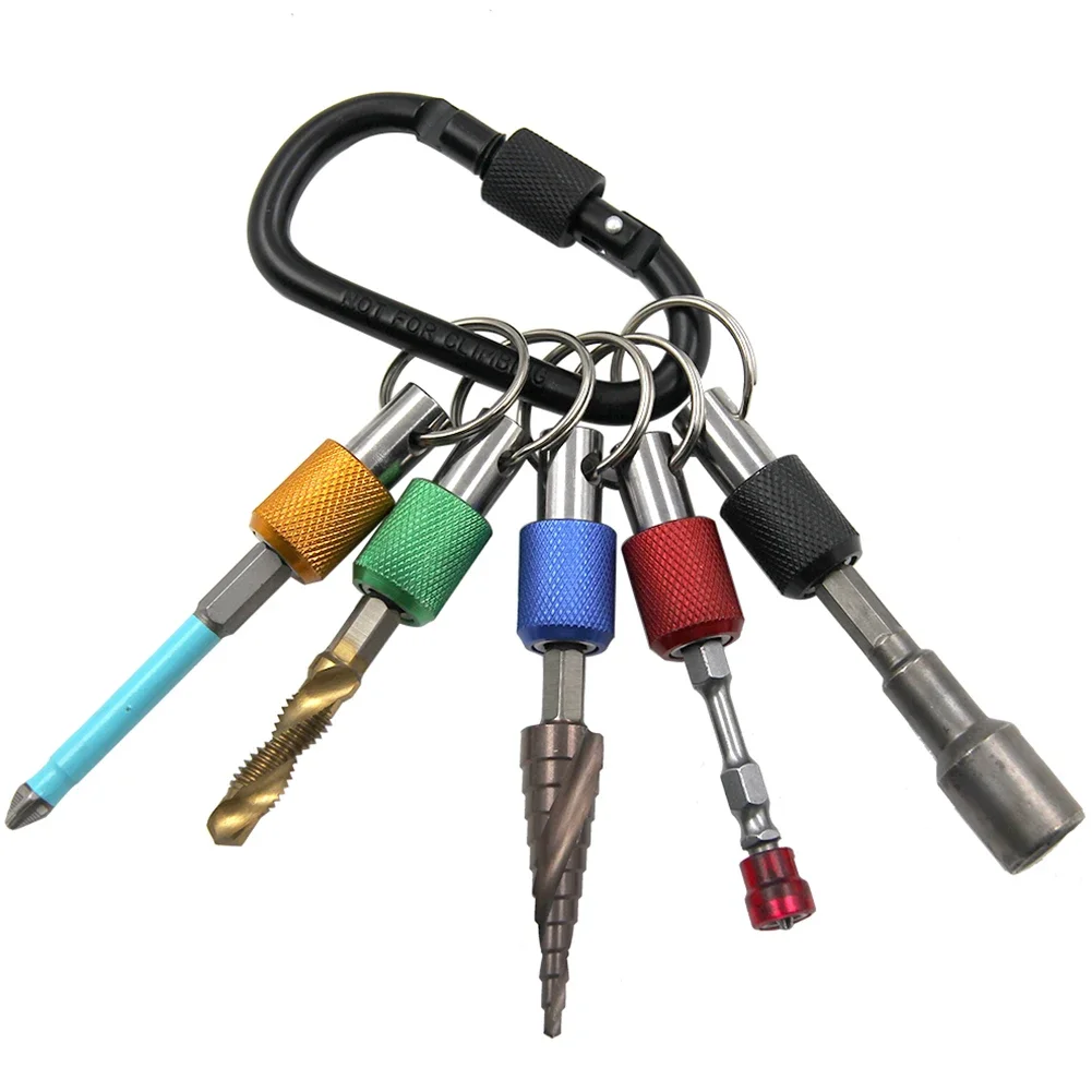 

5x Car Key Chain Drill Bit Holder Hex Shank Screwdriver Keyring Extension Bar Quick Release Key Holder Key Ring Car Part