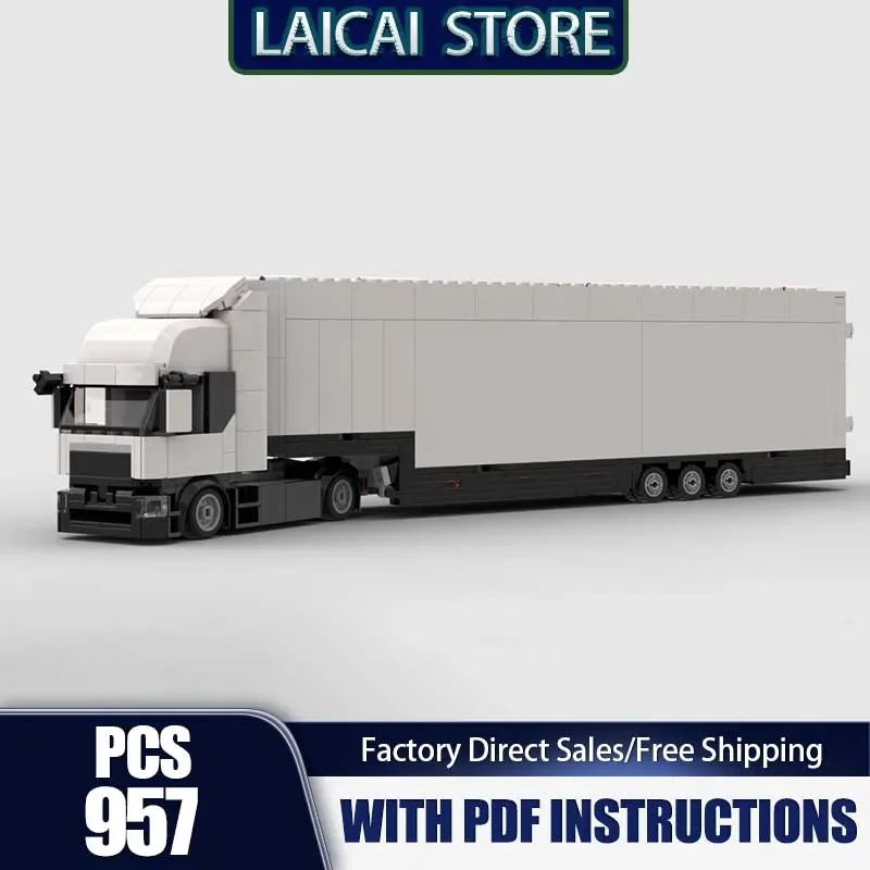 Moc Building Blocks Low Deck Tractor&Double Deck Trailer Model Technology Bricks Assembly Holiday Construstion Gifts Set Toy
