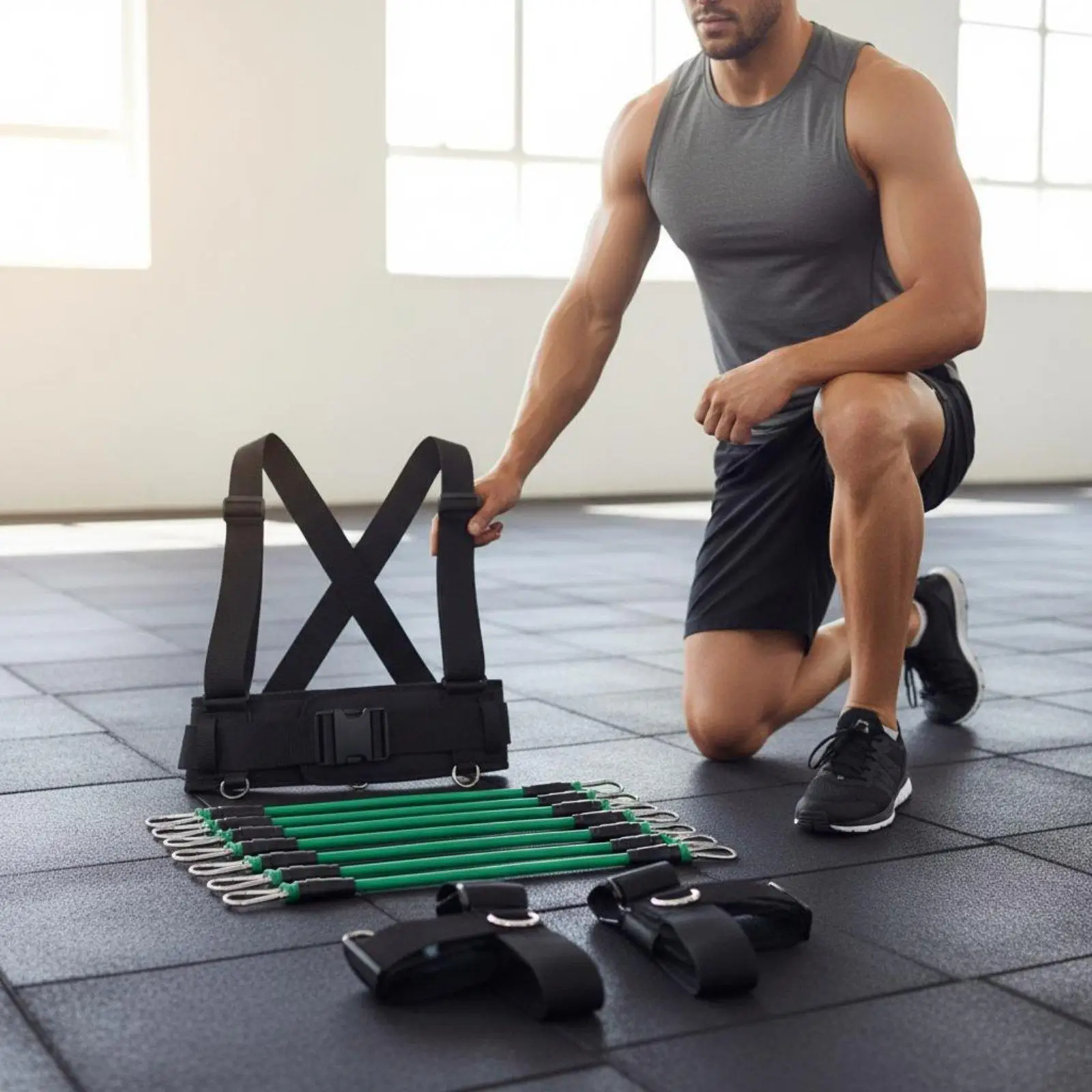 Training Belt Latex Resistance Bands Set for Sports Exercise Strength Building Leg Explosiveness Agility Home Gym