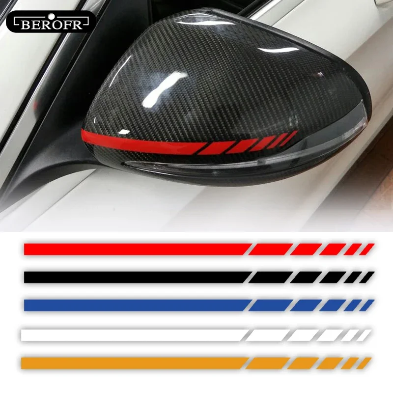 2 Sets 4PCS Car Stripe Stickers, Black/Silver 20*0.7cm Vinyl Decals for Truck Rearview Mirror & Vehicle Body Accessories