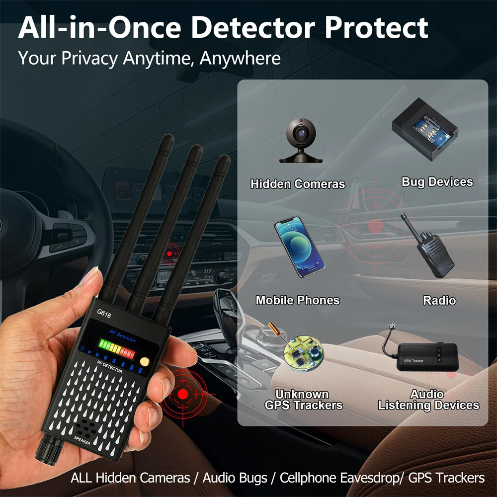 G618 GPS Tracker Anti Spy Detect Bug G618W Bezprzewodowa ukryta kamera Detektor sygnału Urządzenie GSM Profesjonalny skaner sygnału RF G619