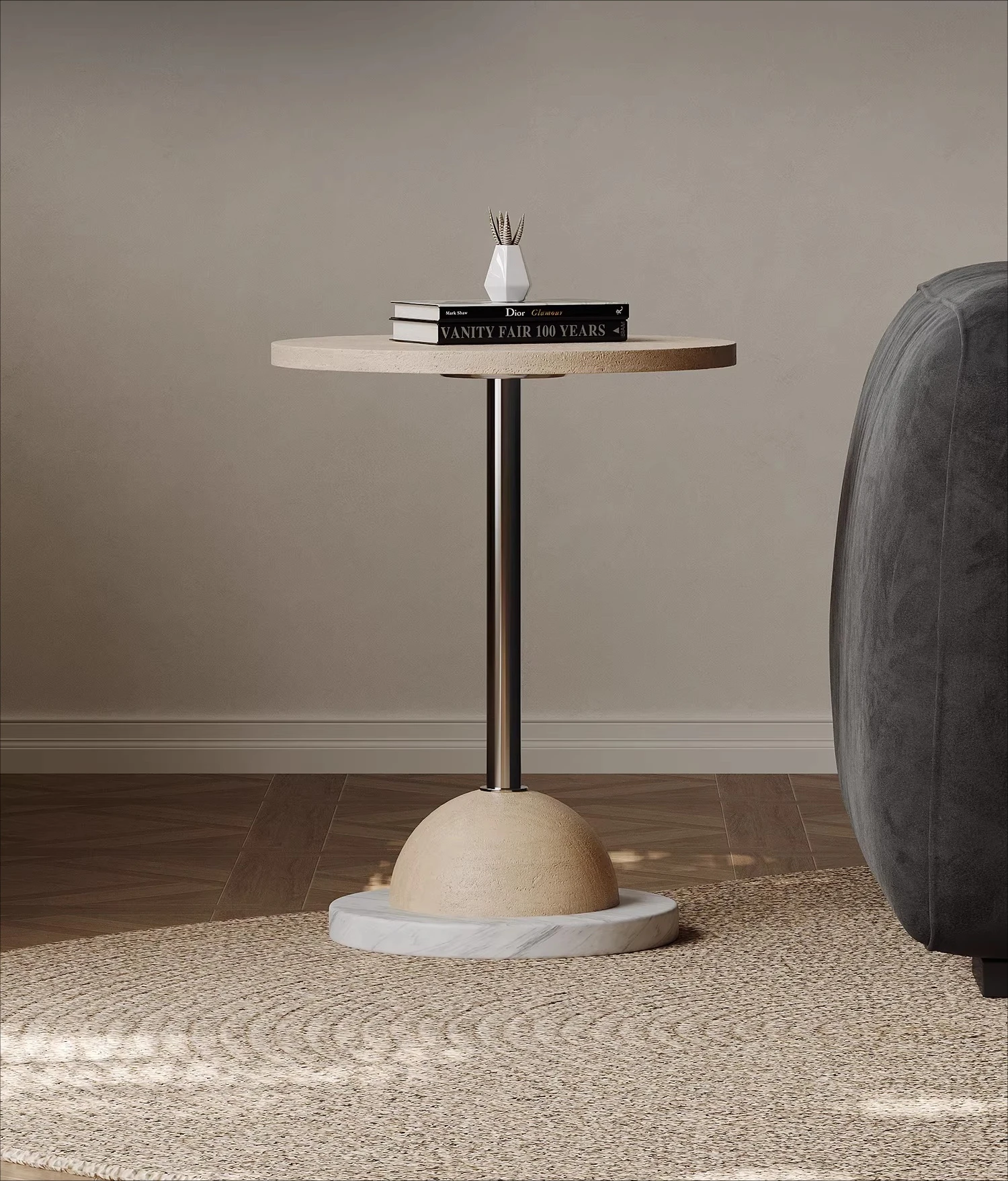 sofa side table, round marble designer living room, home used second-hand coffee table, light luxury and high-end