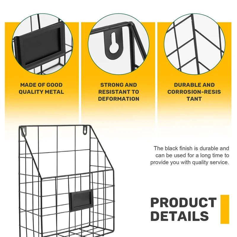 

Wire Mail Basket - Wall Mounted Hanging Folder/Document Organizer - Economic & Easy To Install Tray For Home Office & More (1 Sl