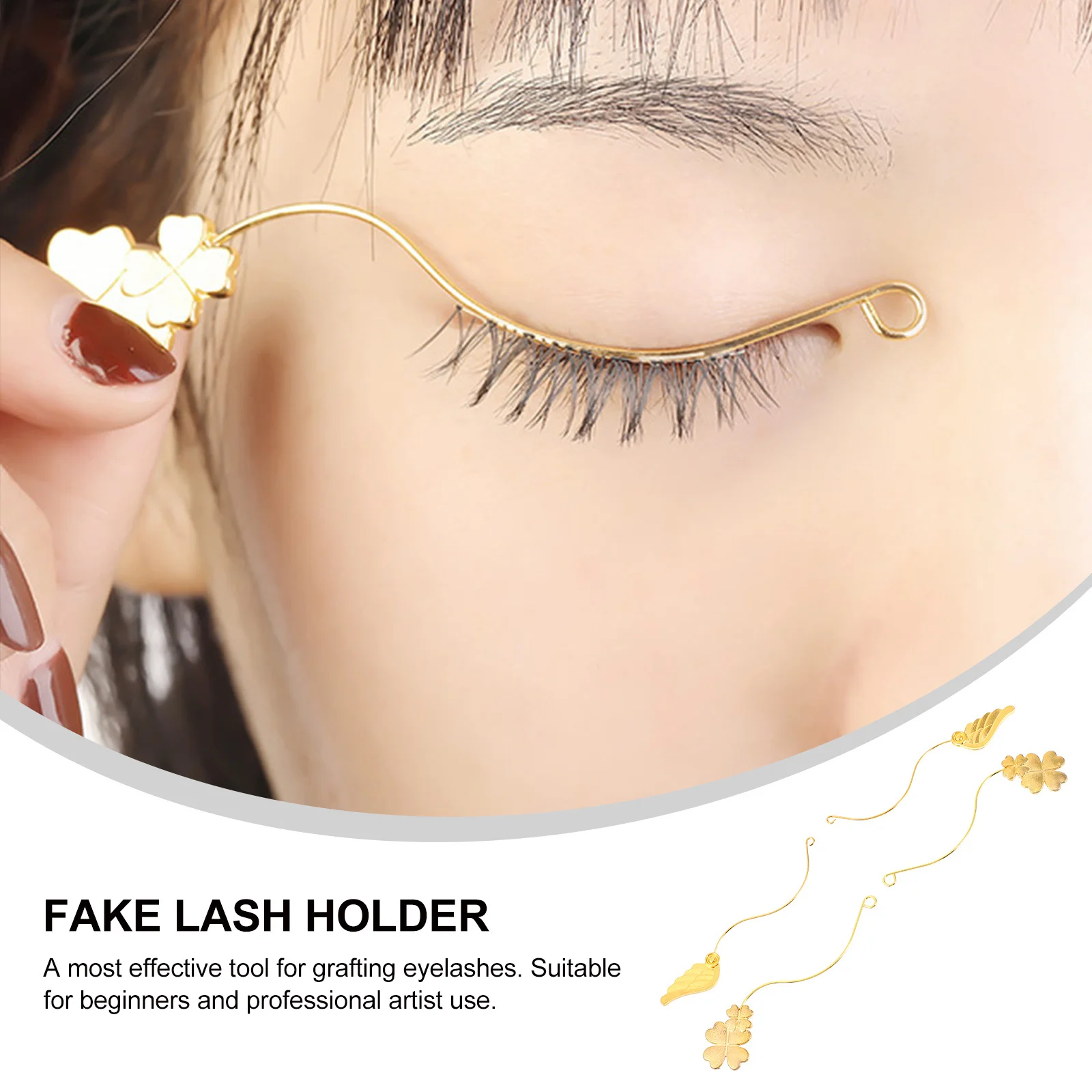 

NOLITOY 4pcs Golden False Eyelash Applicator Tool Lash Extension Display Stand Zinc Alloy Eyelash Curler