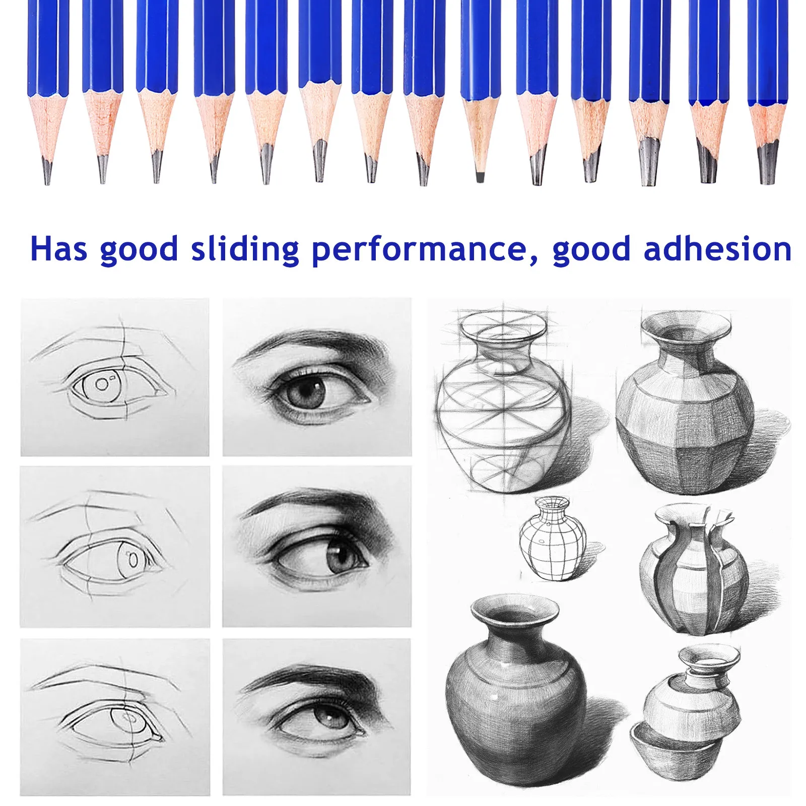 1Set Drawing Sketch Pencil Set Includes Erasers Pencil Sharpeners Easy to Use Suitable for Beginners Students Artists