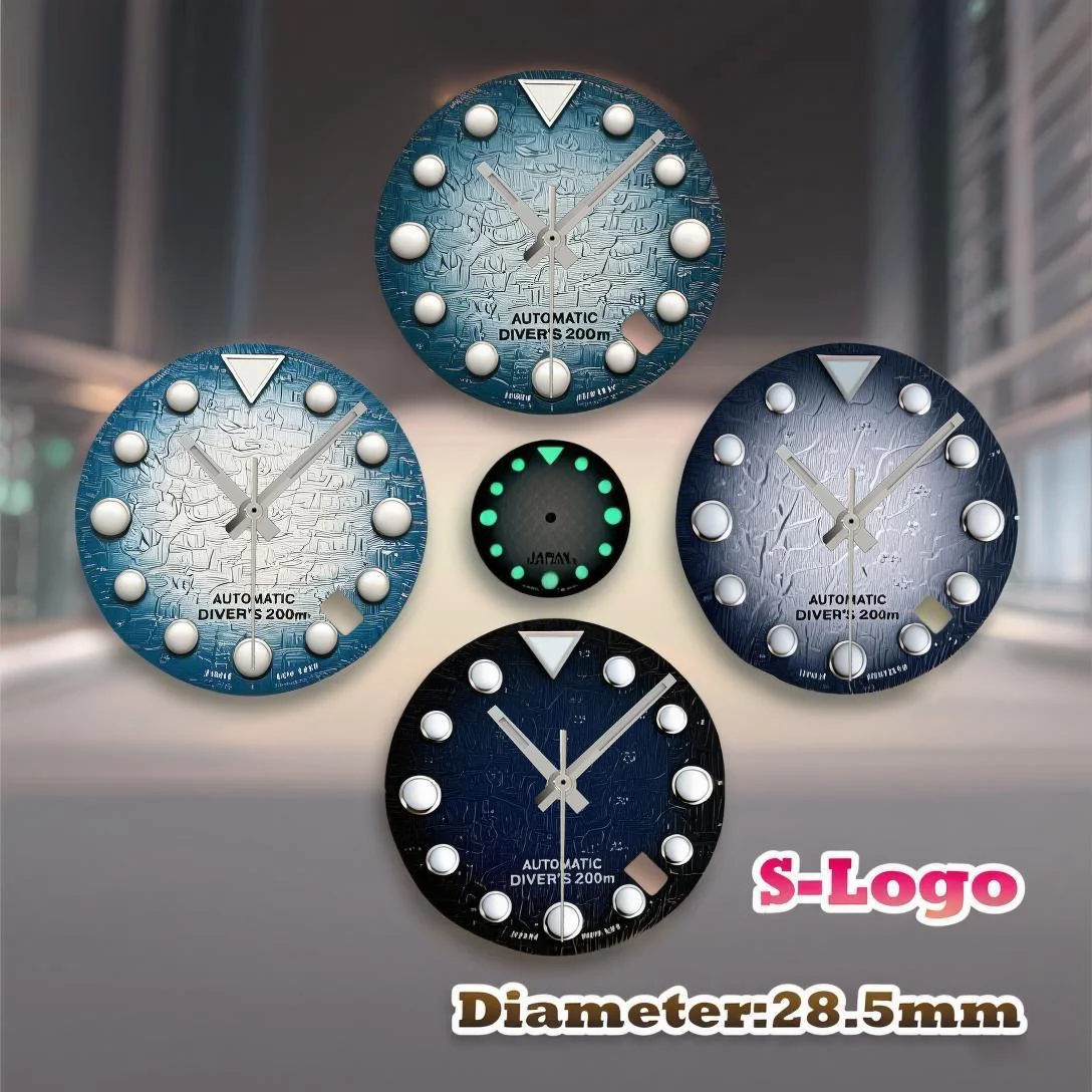 

S Logo 28.5mm 3D Footprints Dial NH36 Fit NH36 Movement C3 Green Luminous SKX007 Watch Modification Accessories 5.0