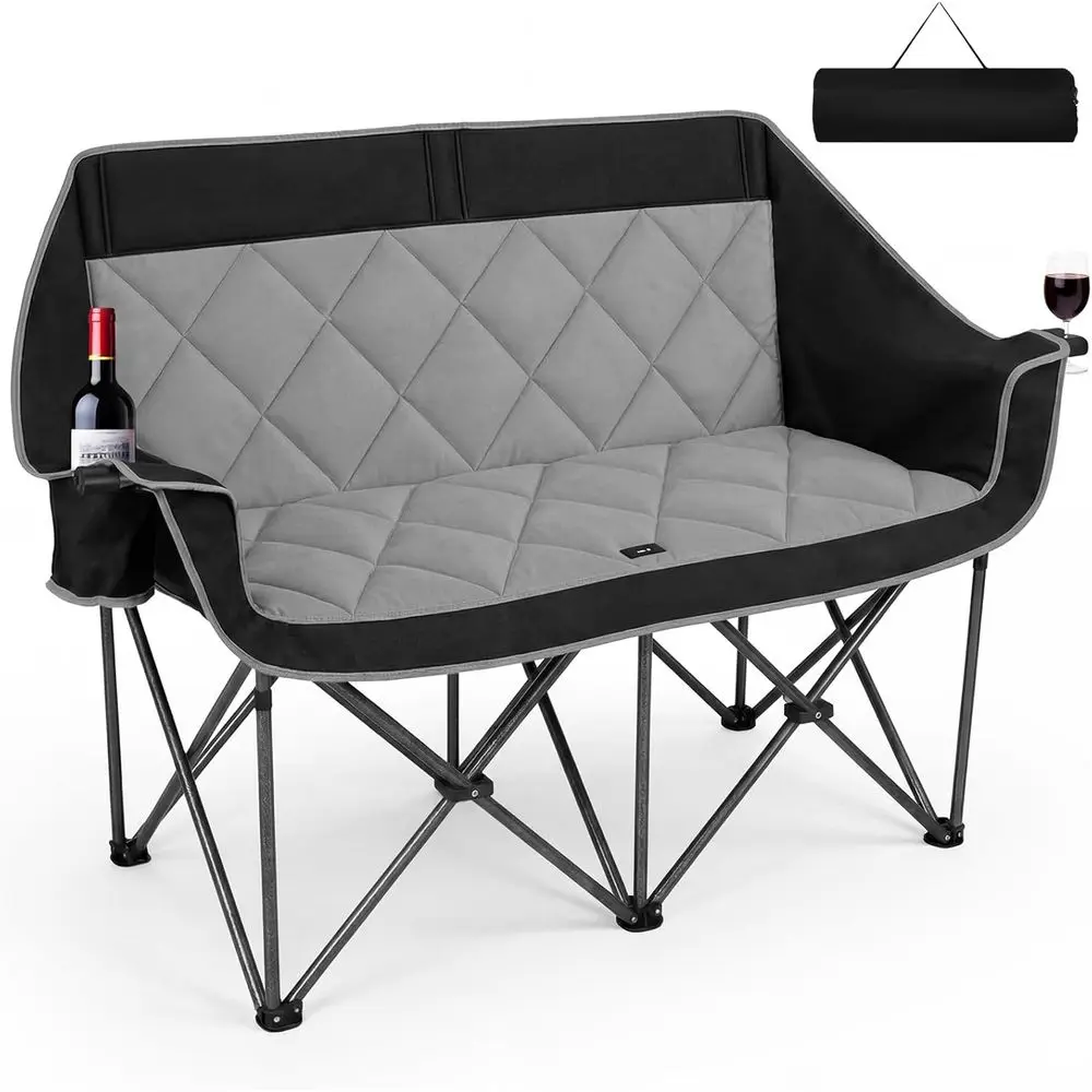 Doule Camping Chair,2 Person Camping Chair Oversized olding Loveat,Heavy Duty Camping Couch & Outdoor Soa with Cup Holders,Suppo