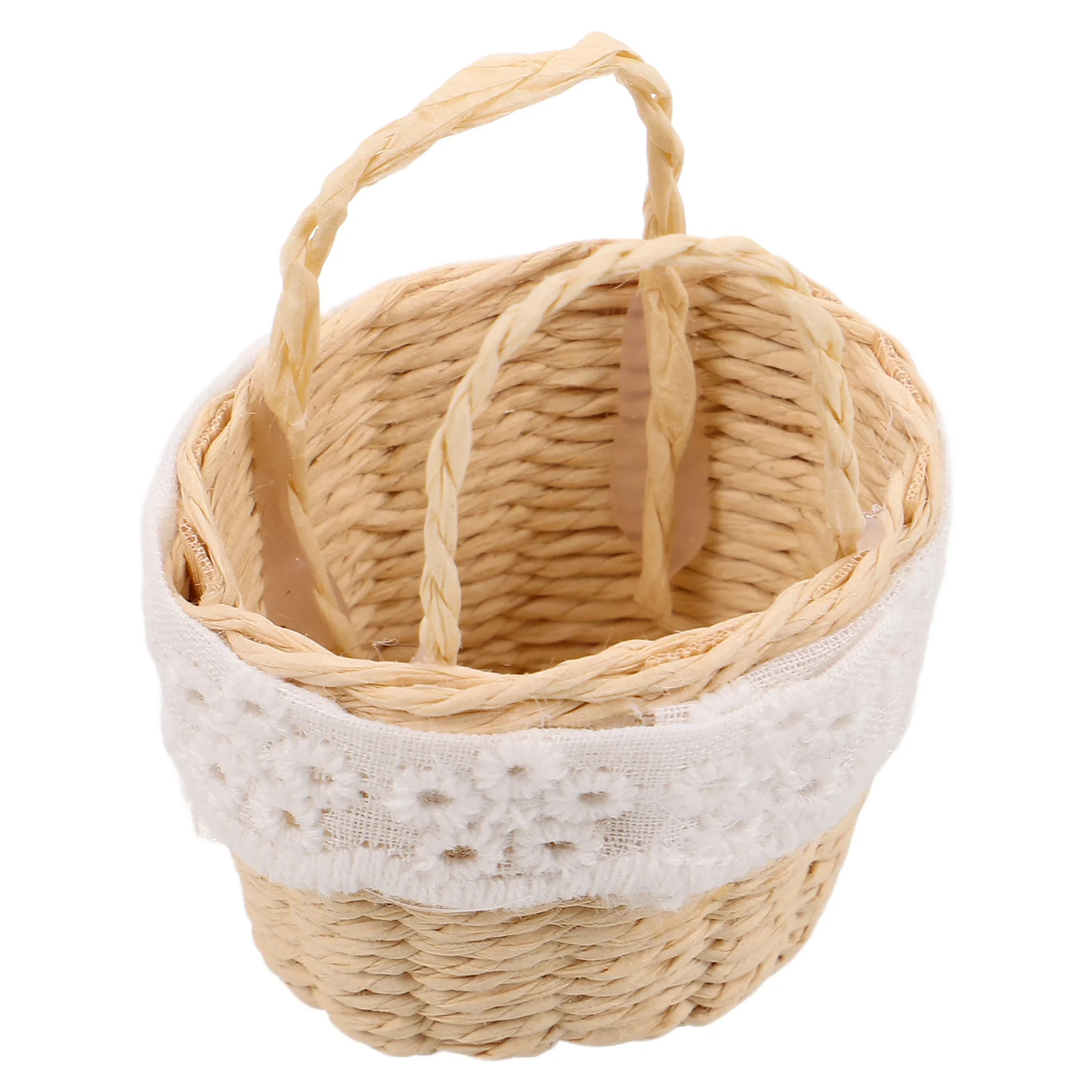 

Handwoven Miniature Basket Imitation Rattan Cute Tote Dollhouse Micro Landscaping Play Scene Craft Tiny Miniature Basket