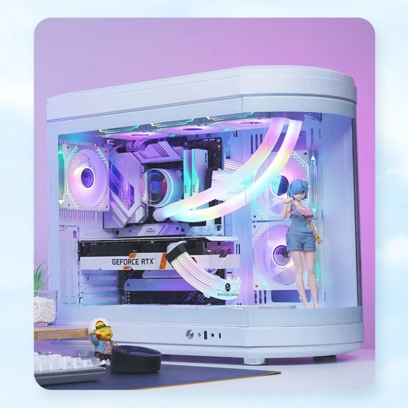 

2025 hot saleCross-border canopy PRO curved glass desktop computer case supports 360 water-cooled sea view room side through gam