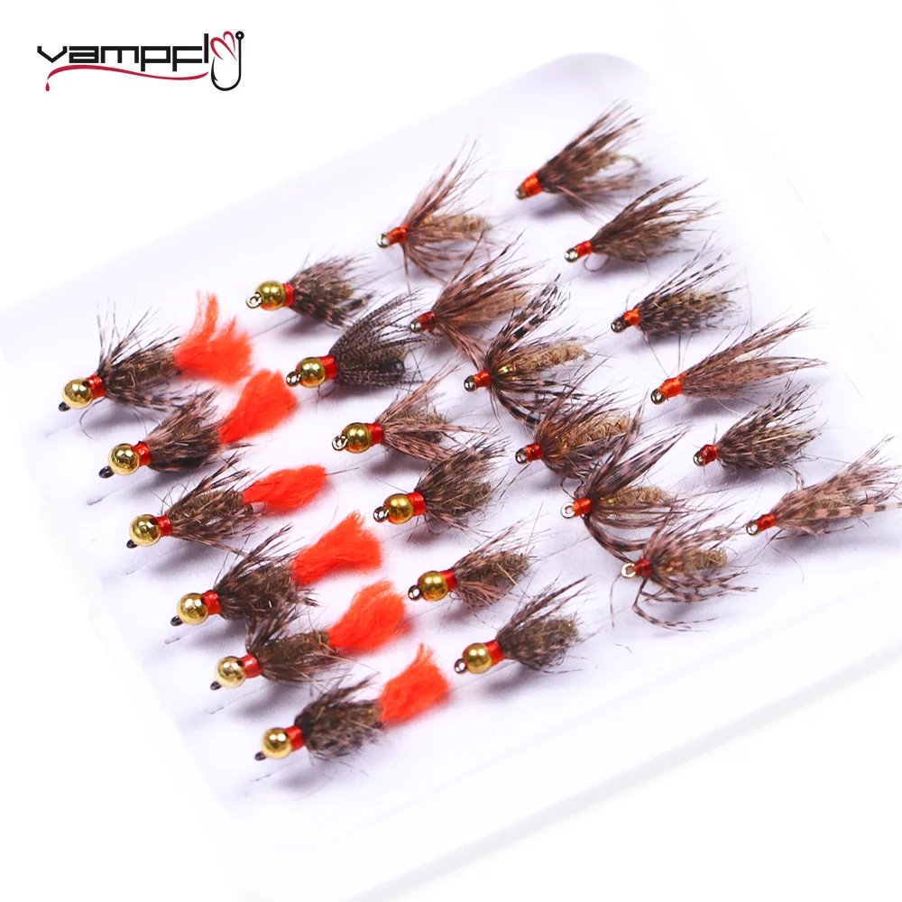 

Vampfly 14# 24pcs Flies/Box- Tungsten Bead Head/Brass Beadhead/Normal Nymph Fast Sinking Fly For Trout Bass Perch Fishing Lures