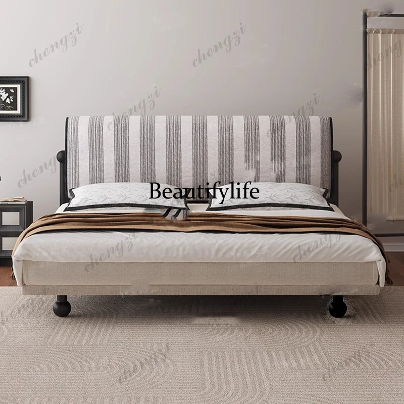 K182  Design Simple Bed Bedroom Double Children Safe Full  Multifunctional Bed Frame Queen Letto Matrimoniale Modern Furniture