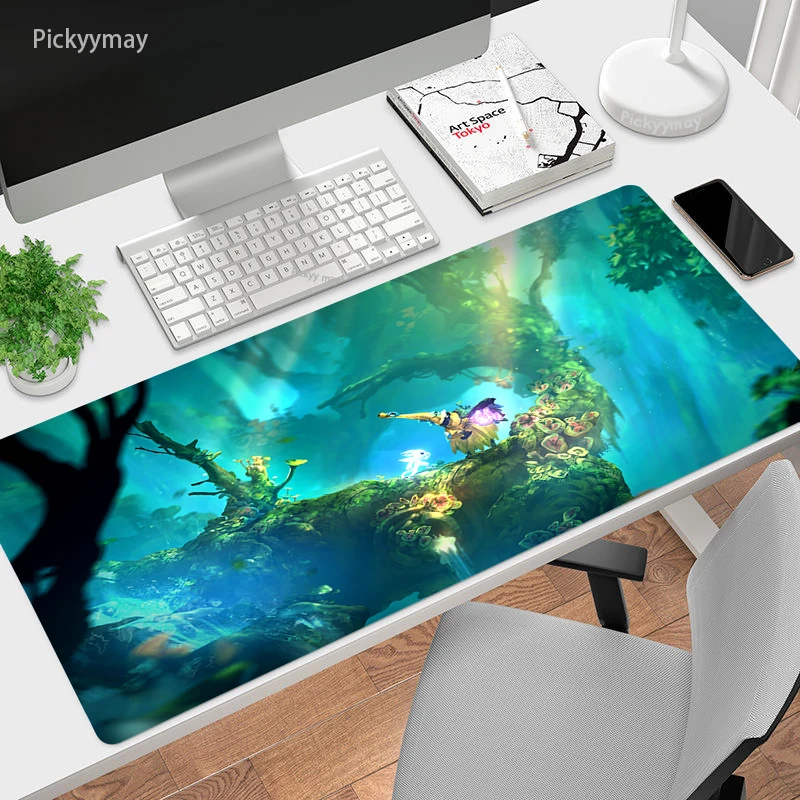 Ori And The Blind Forest Large Gaming Desk Mat Mouse Pad HD Print Computer Locking Edge XXL Anime Mouse Mats Kawaii Mousepad