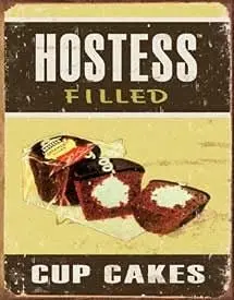 Metal Tin Sign Hostess Filled Cup Cakes Retro Funny Wall Decor for Kitchen Bar Coffee Restaurant Home Bedroom Garage Cake Shop