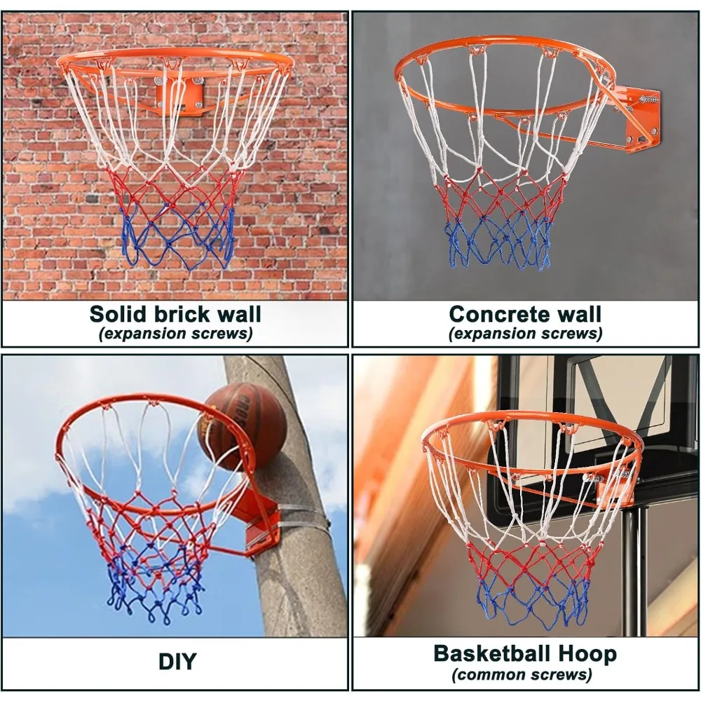Heavy Duty 18" Steel Basketball Rim Breakaway Wall Mount Outdoor Double Spring All Weather Net