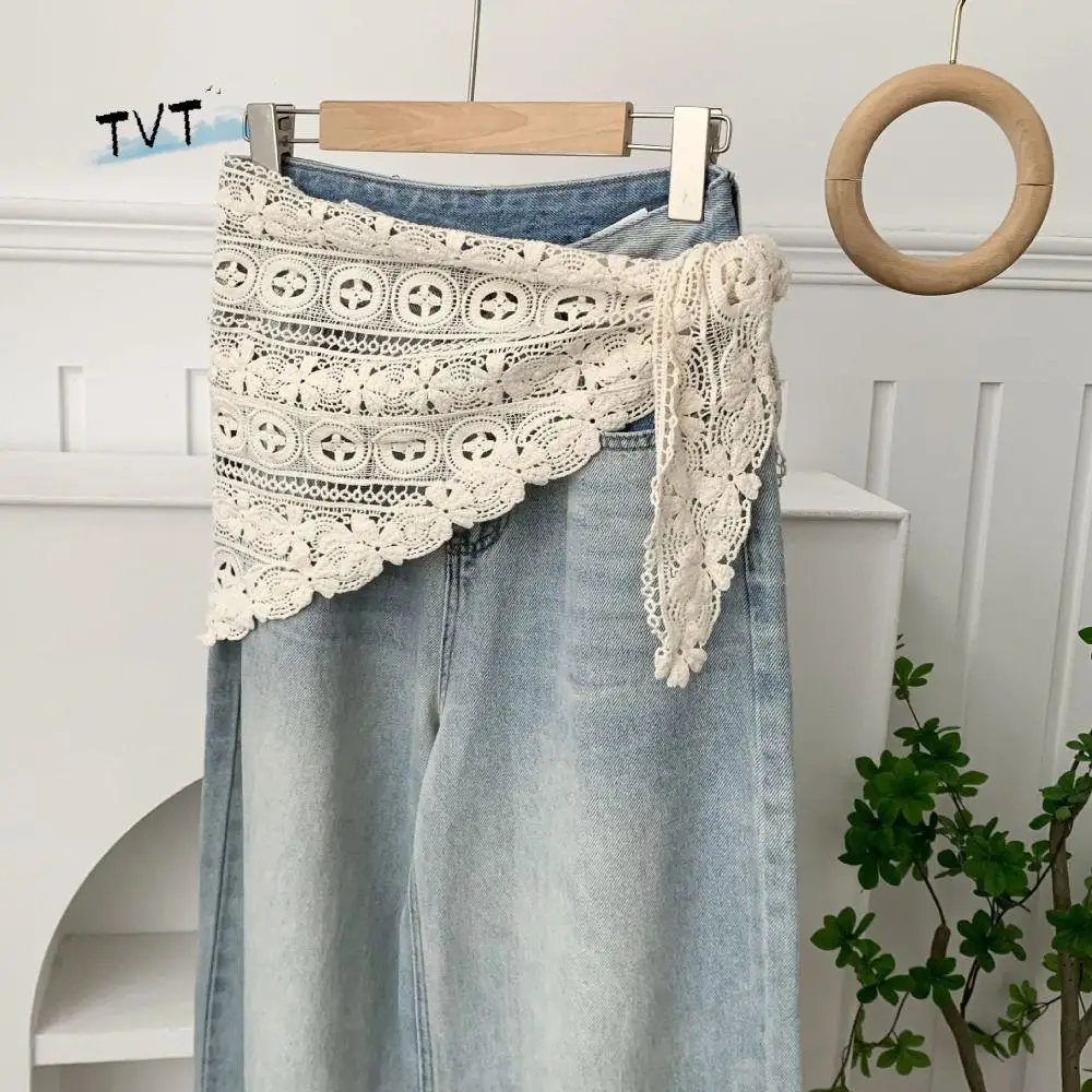 

Simple Fake Collar Lace Shawl White Cape Flower Scarves Scarf Accessories Wraps Lace Triangle Scarf Women