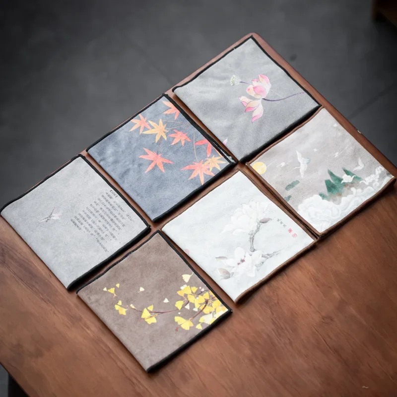 Suede Tea Towel Household Zen Tea Table High-Grade Absorbent Yixing Clay Teapots Tea Mat Kung Fu Napkins