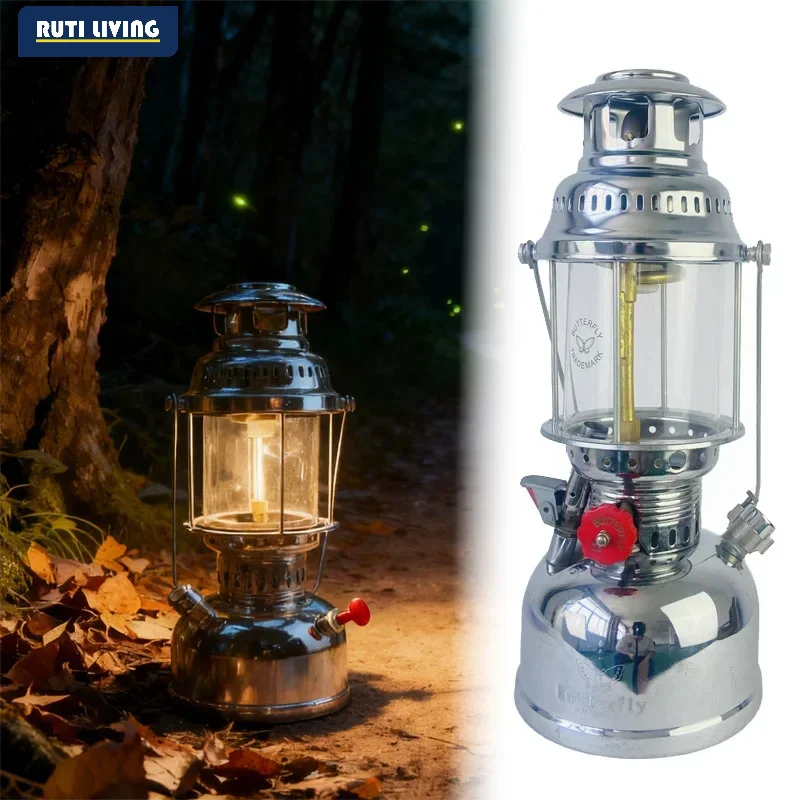 Multi-Purpose Portable Oil Lamp Outdoor Lantern Gas Lighting Windproof Camping Hiking Fishing Picnic Beach Retro Emergency