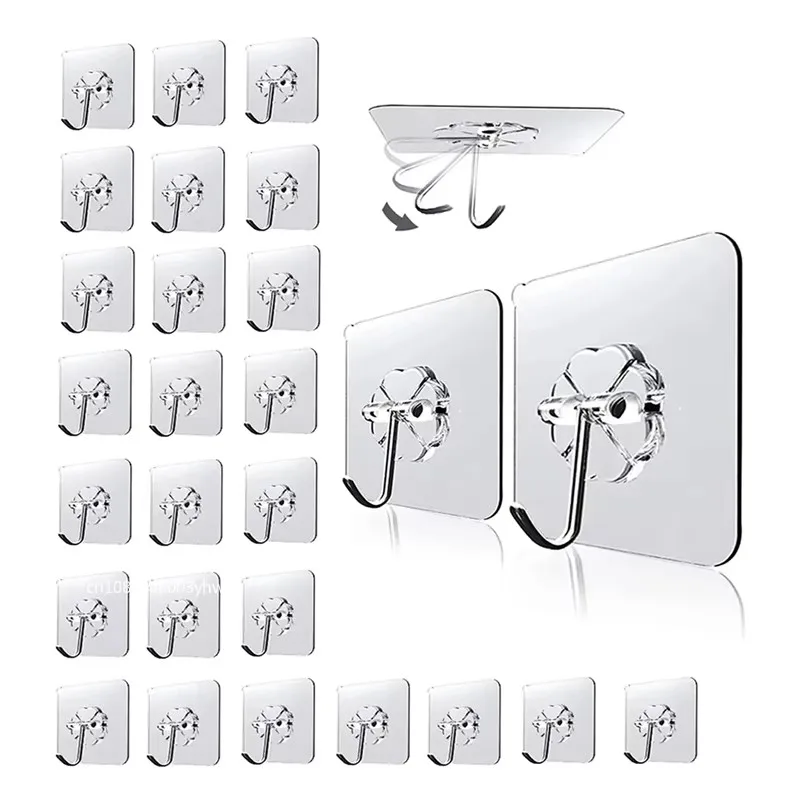 10–100 Stück selbstklebende Haken, robuste Wandhaken, transparente Mehrzweckhaken, Türschlüssel, Handtuch, Wandhaken für Badezimmer
