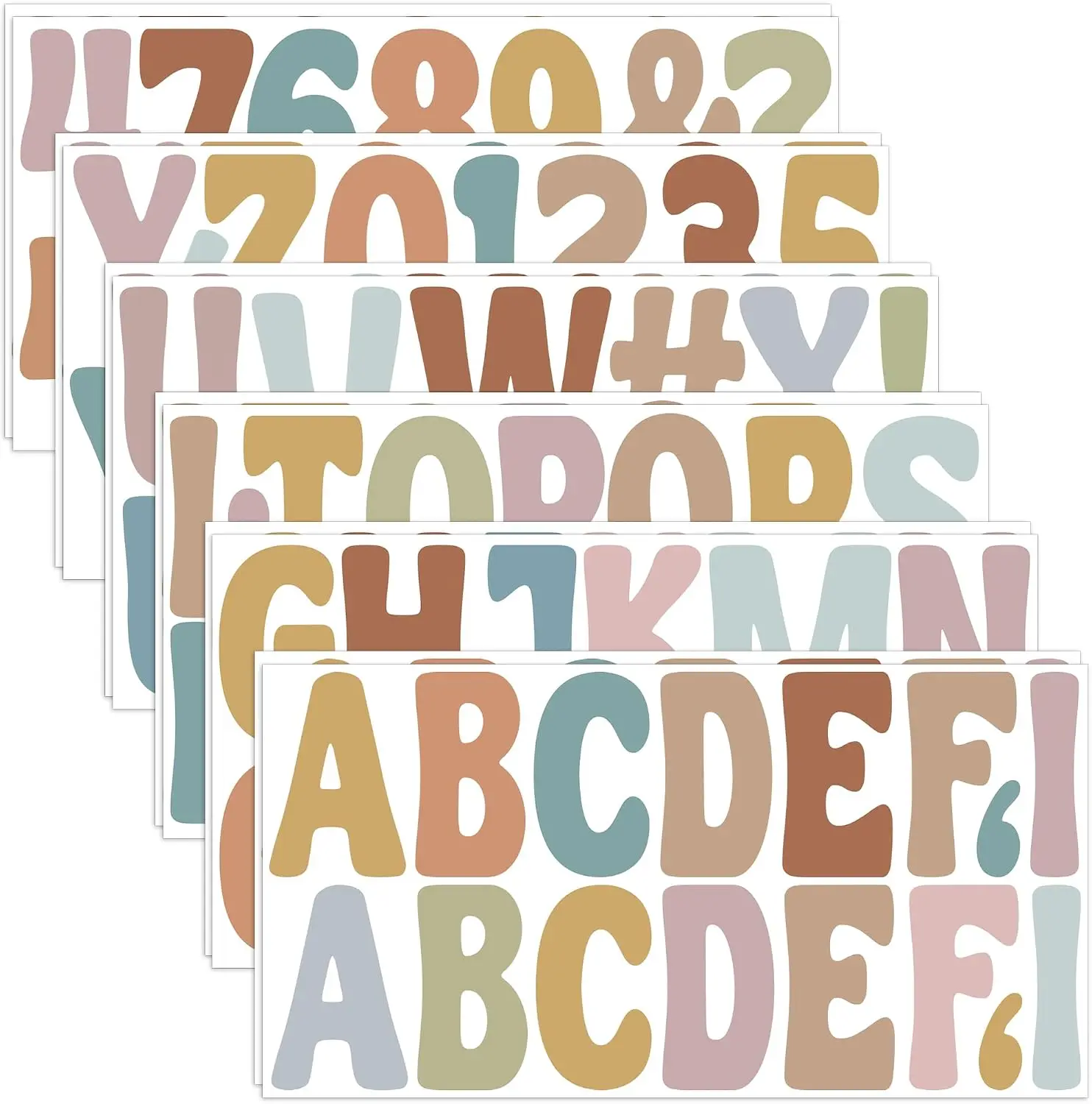 176Pcs 2.5 Inch Morandi Letter & Number Stickers, 12 Sheets Waterproof Self‑Adhesive Vinyl  Alphabet Stickers for Bulletin Board