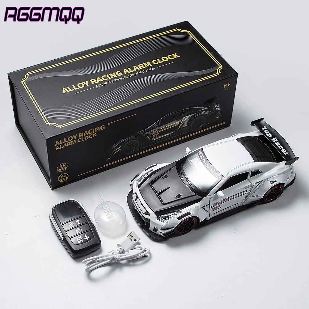 Sports Hyper Car Alarm Clock Rechargeable Desk Clock,Simulation Engine Sound, Water Addable Exhaust Light Effects for Home Decor