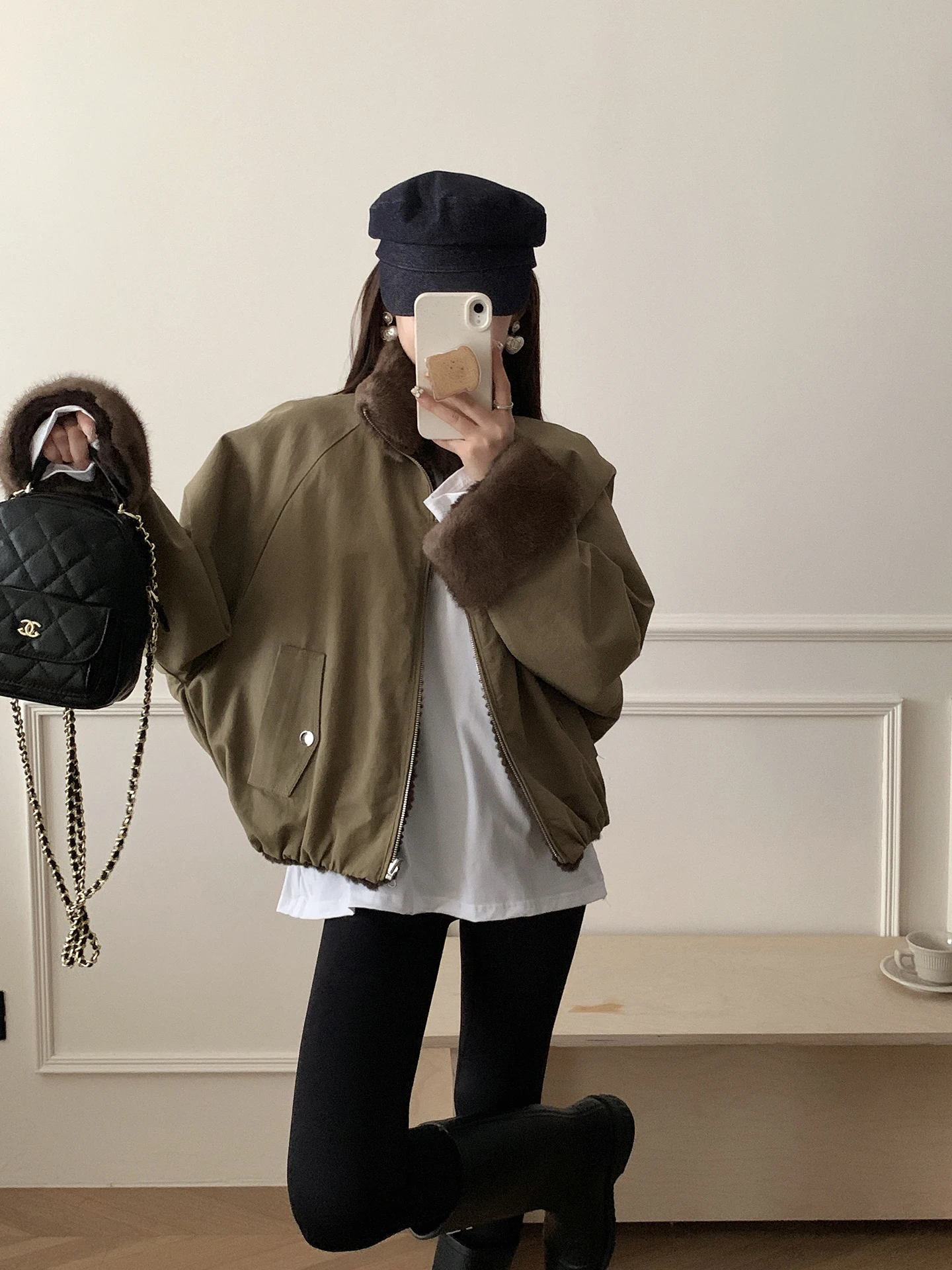 

Двусторонняя парка с меховым воротником в молодежном стиле, короткое женское пальто, зима 2025, модный ретро-стиль, на молнии