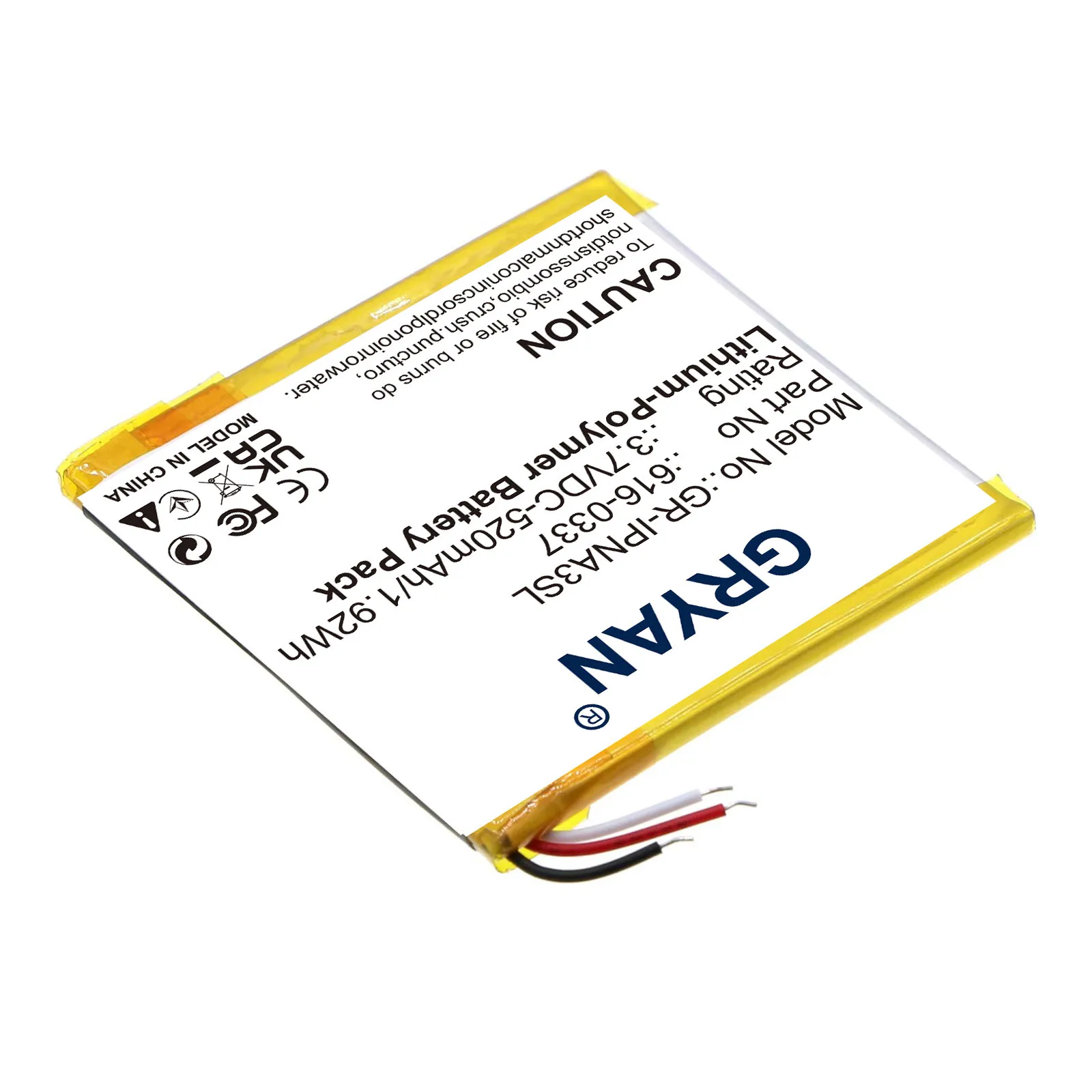GRYAN 616-0337 Replacement Battery For Apple ipod Nano 3 3G 3rd 3Gen Generation 3TH MP3 A1236 Nano3 Batter