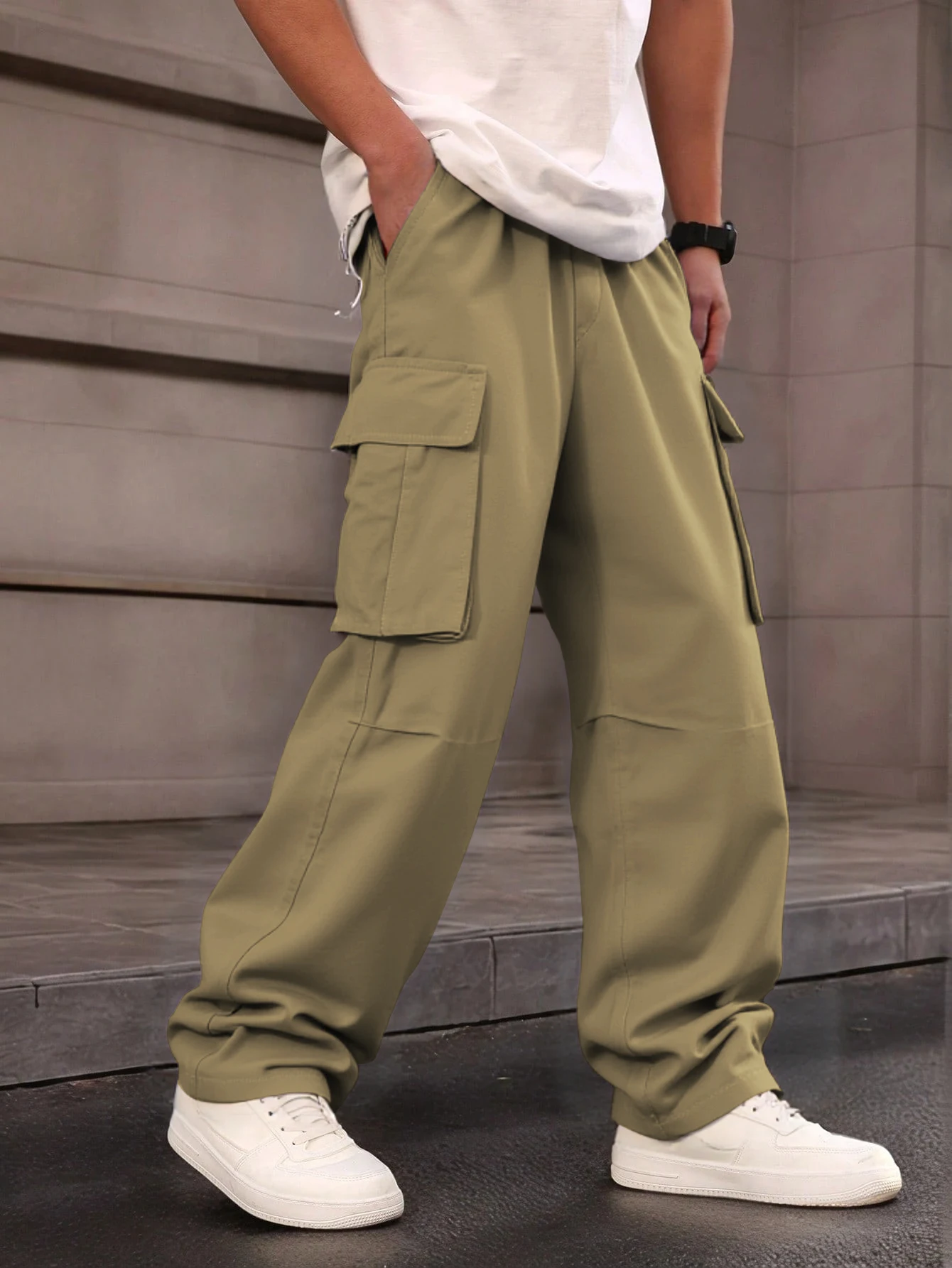 3D Pockets, Street-bombing Workwear, Trendy Functional Lacing, Loose-fitting Casual Pants, Men's Straight-cut Fashion