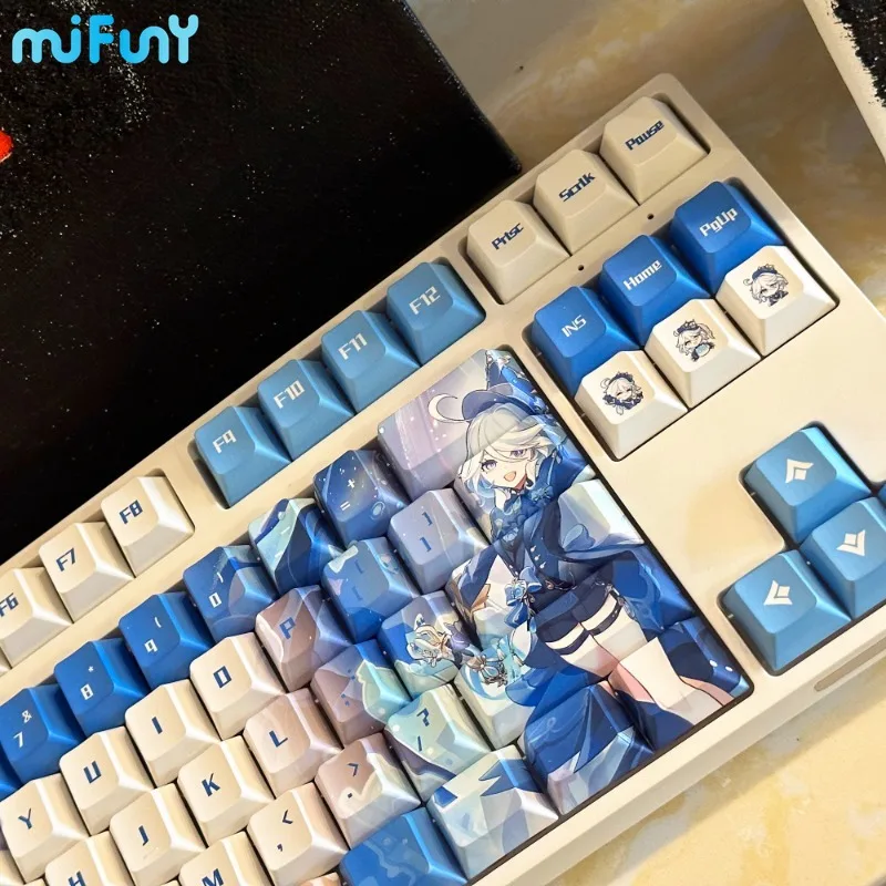 Imagem -04 - Keycaps para Teclado Mecânico Mifuny Keycaps Anime Deus da Água Furina Pbt Bonito Perfil Cereja Acessórios para Jogos