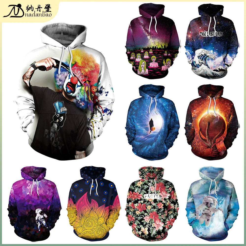 

Source Of 2021 New Products Autumn and Winter European and American Fashion Loose Hooded Starry Sky 3d Digital Printing Large