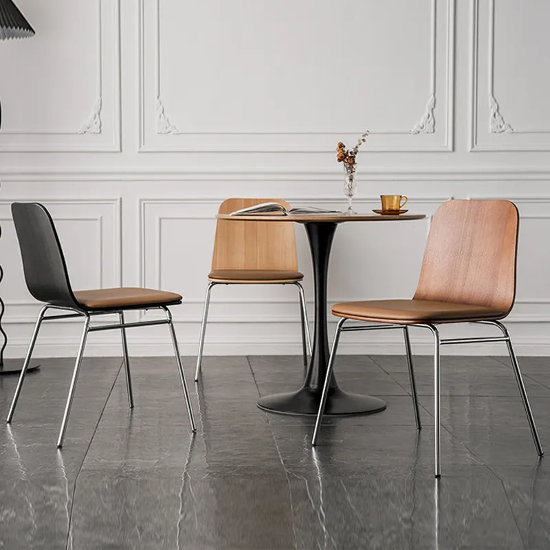 Modern Minimalist Solid Wood Dining Chairs Mid-Century Retro Accent Chair Upholstered Cafe Chair