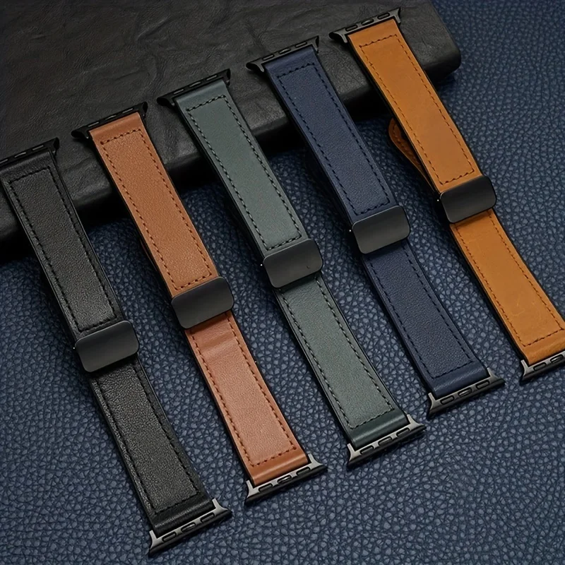 Strap for Apple Watch Ultra Band 49mm 45mm 44mm 42mm 41mm 40mm Soft Silicone Patchwork Leather Bracelets iwatch SE 9 8 7 6 5 4 3