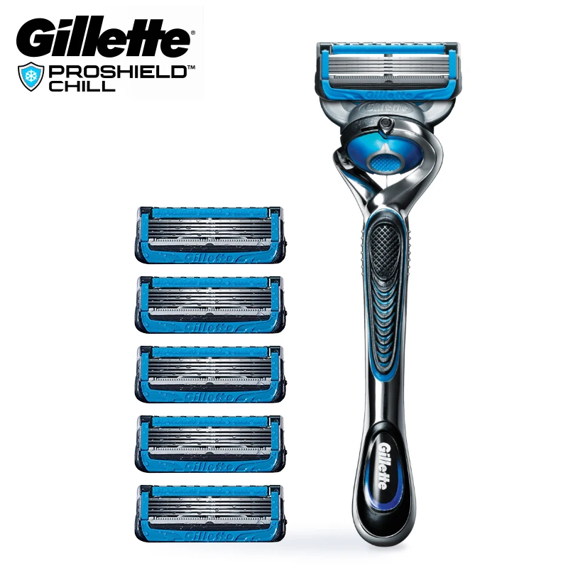 

Gillette Razor Fusion 5+1 ProShield Chill Razor Cooling lubrication 5-layer Blade Precision Shaver 1 Handle + 6 Razor Heads