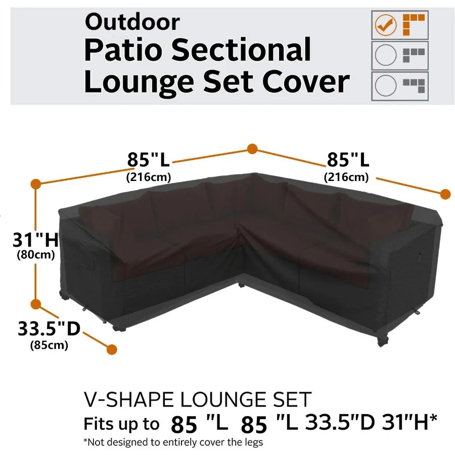 غطاء مقطعي خارجي عالي التحمل 85 × 85 5 مقاعد مقاوم للماء 600D أغطية أثاث الفناء لحماية العواصف ومقاومة الطقس #6