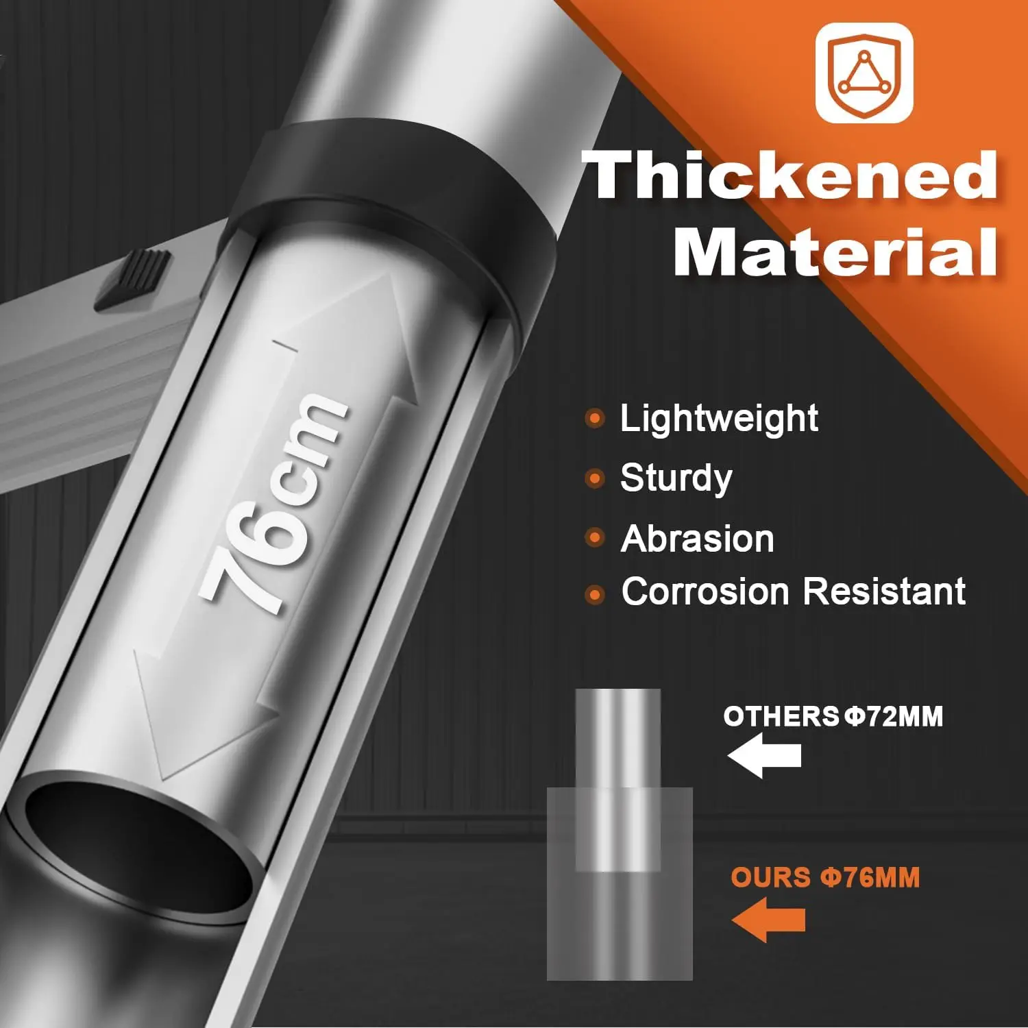 Telescoping Ladder, 12.5 FT Aluminum Button Retraction Extension Ladder with 2 Triangle Stabilizers, Multi-Purpose Ladder with S