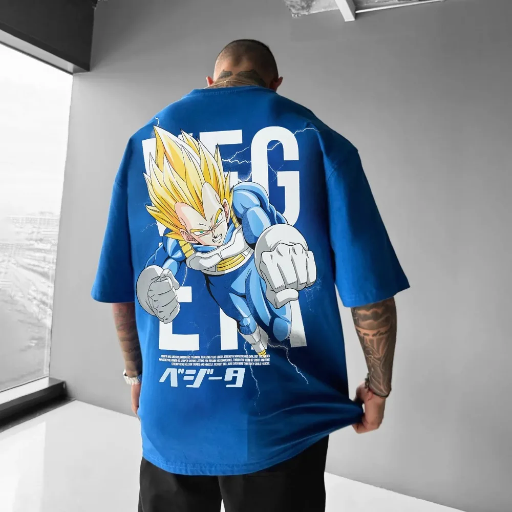 Dragon Ball Herren T-Shirt Vegeta Sommer Anime T-Shirt Frühling und Herbst Jungen Vielseitige Nische Kurzarm Eltern-Kind-Kleidung