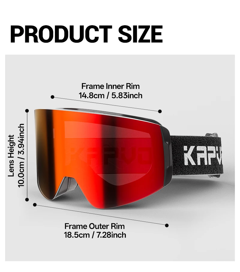 Kapvoe Neue Outdoor Photochromatische Skibrille mit Anti-Beschlag-Gläsern, UV400-Schutz, Skibrille für Männer und Frauen, Schnee-Sonnenbrille, Sportbrille – Detail 21