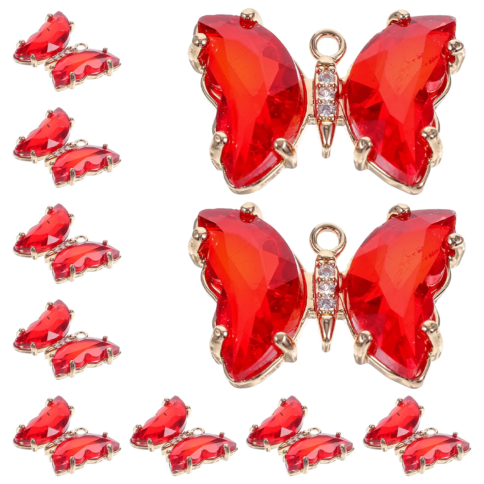 

10pcs Crystal Glass Butterfly Charms Smooth Surface DIY Hanging Decorations Necklace Key Chain Jewelry Making Accessories