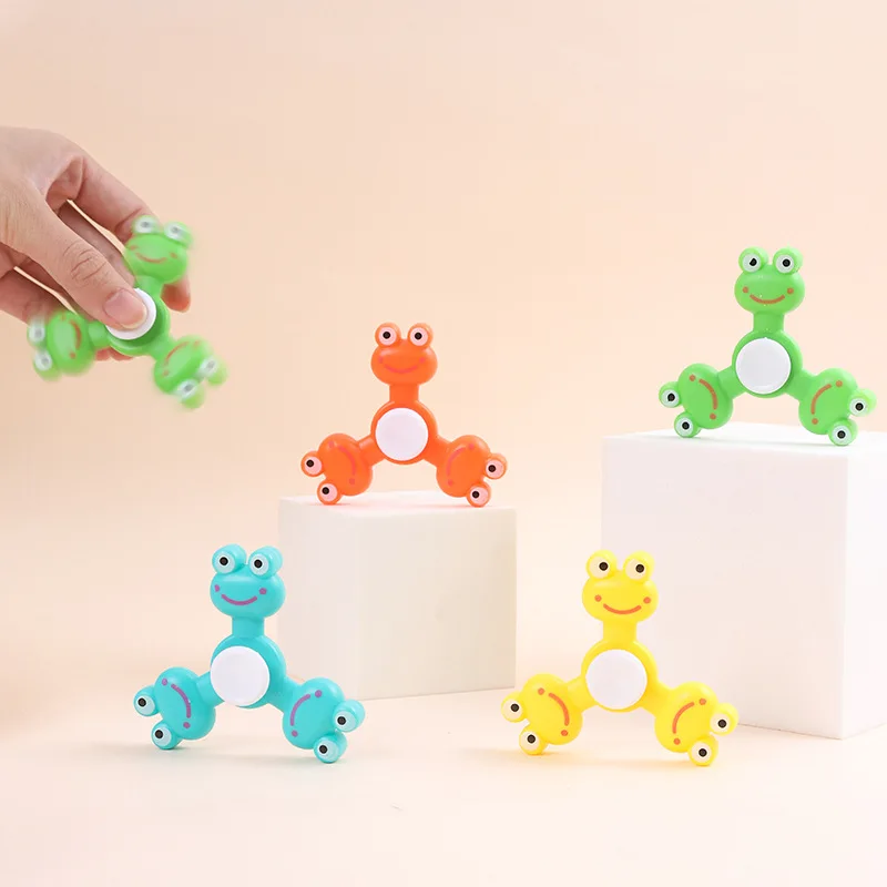 5pcs Cartoon Mini frog Rabbit Fingertip Gyro Stress Reliver Toys Kids Party Favors Wedding Guest Gifts Goodie Bag Pinata Fillers