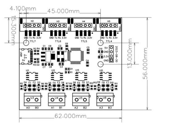 USB auf 4 8-Wege-RS485-Seriell-Port Typ C auf 4 8-Wege 485-Mehrkanal-UART TTL CH348 HUB RS485-Modul-Erweiterungsplatine YR-6028 – Detail 4
