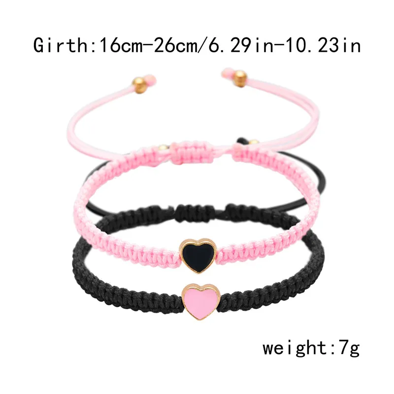 2er-Set mit farbenfrohen, herzförmigen, passenden Armbändern für Paare, Freundschaften, trendige Paar-Armbänder, Jahrestagsgeschenke zum Valentinstag – Detail 6